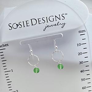 Cultured Sea Glass Diamond Cut Earrings - Peridot