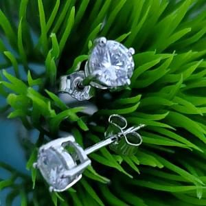 Silver CZ Round Studs Earrings - Clear