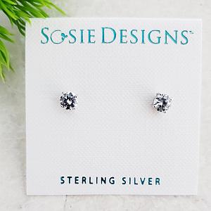 Silver CZ Round Studs Earrings - Clear