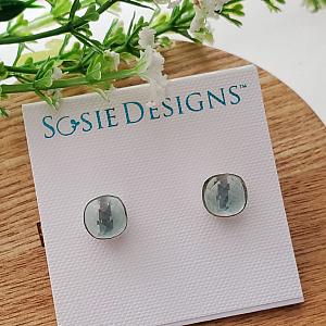Sterling Silver Cushion Studs - Sea Foam Chalcedony