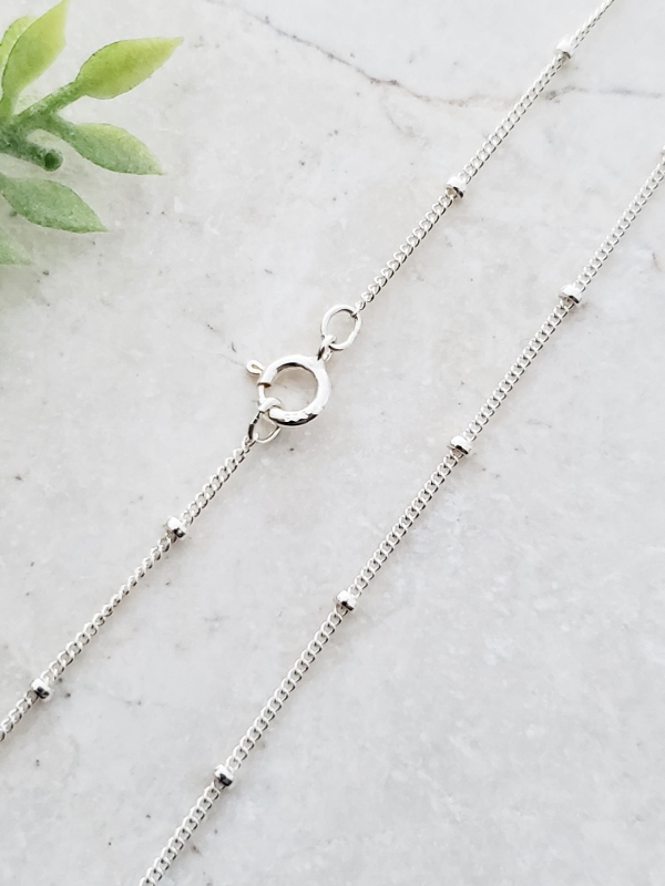 16" Sterling Silver Satellite Beaded Chain