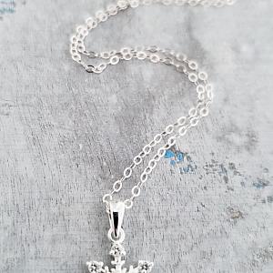 Silver CZ Snowflake Necklace