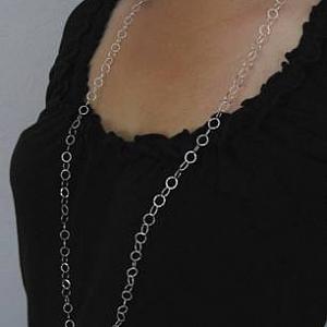 36" Sterling Silver Diamond Cut Small Circle Necklace