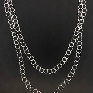 36" Sterling Silver Diamond Cut Small Circle Necklace