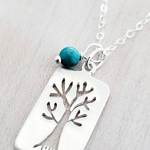Silver Brushed Tree of Life Necklace