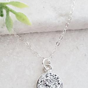 Silver Bezel Druzy Necklace - Silver