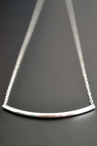 Silver Curved Bar Necklace