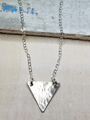 Silver Hammered Triangle Necklace