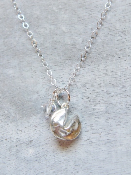 Lucky Fortune Cookie Necklace - Silver