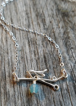 Silver Chickadee Bird Necklace - Pacific Opal
