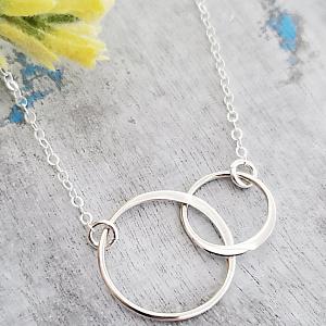 Silver Two Intertwined Circle Necklace