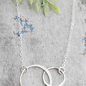Silver Two Intertwined Circle Necklace