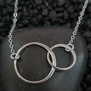 Silver Two Intertwined Circle Necklace