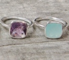 Chalcedony Cushion Ring in Sterling Silver