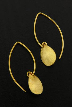 Gold Marquis Brushed Petal Earrings