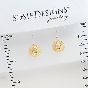 Matte Gold Brushed Crystal Reflections Earring - Clear