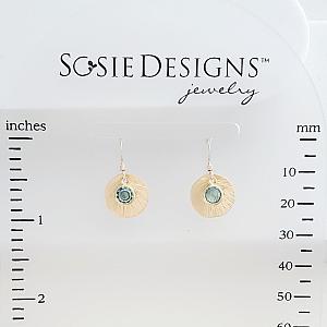 Matte Gold Brushed Crystal Reflections Earring - Aqua
