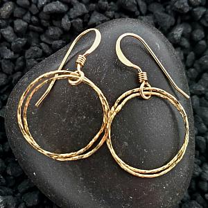 Gold Diamond Cut Circle Earrings