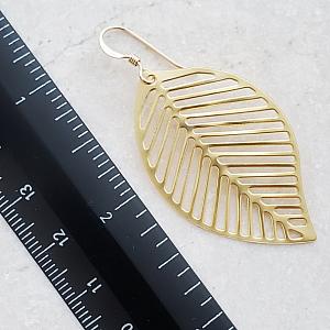 Gold Matte open Leaf Earrings