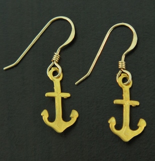 Gold Anchor Earrings