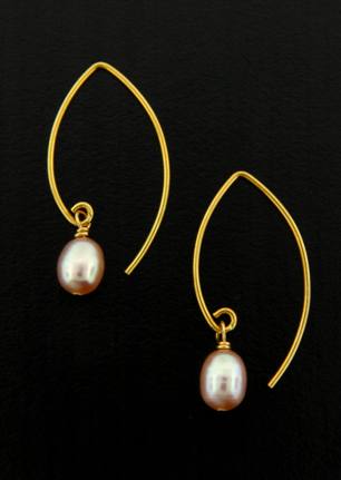Gold Pink Pearl Earrings