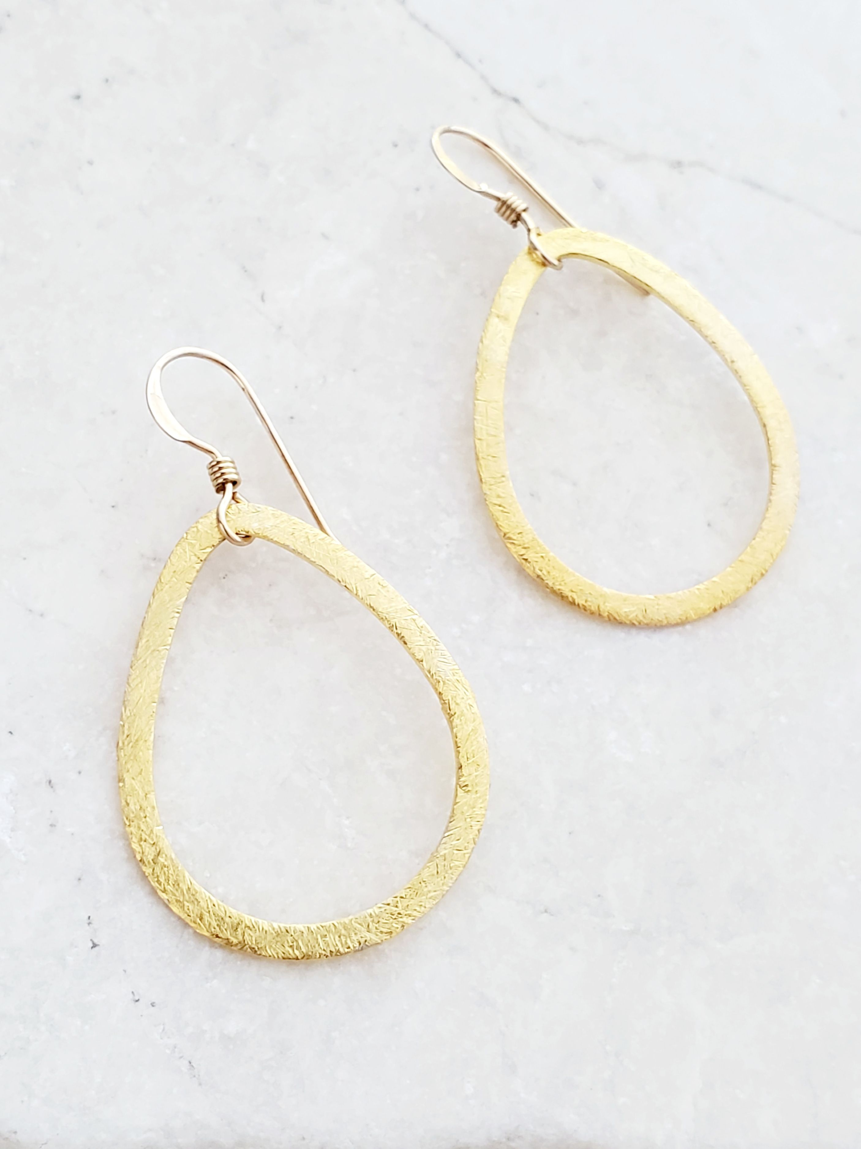 Gold Vermeil Brushed Teardrop Earrings