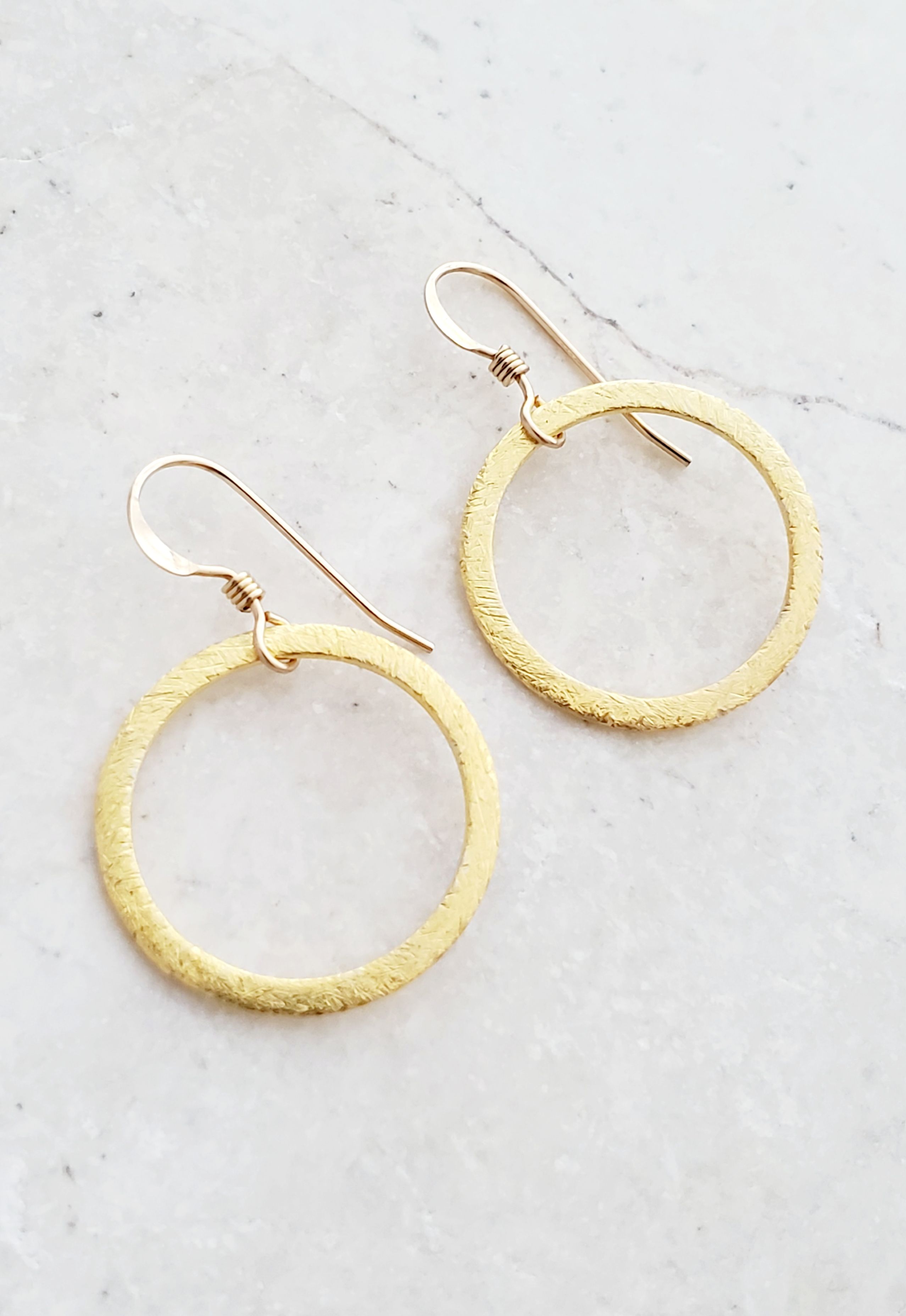 Gold Vermeil Brushed Circle Earrings