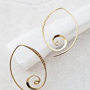 Gold Hammered Spiral Spike Earrings