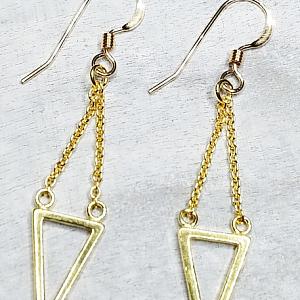 Vermeil Gold Dangle Triangle Earrings