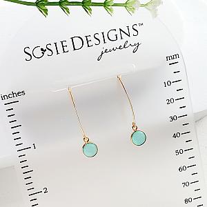 Vermeil Gold Medium Marquis Round Earrings - Chalcedony