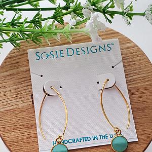 Vermeil Gold Medium Marquis Round Earrings - Chalcedony