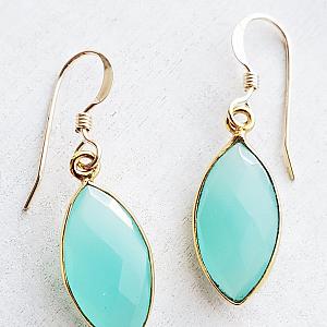 Gold Chalcedony Marquis Earrings
