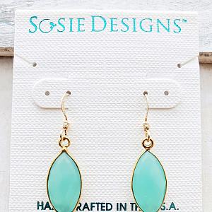 Gold Chalcedony Marquis Earrings