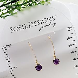 Vermeil Gold Medium Marquis Round Earrings - Amethyst