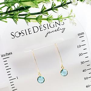 Vermeil Gold Medium Marquis Round Earrings - Blue Topaz