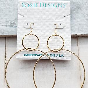 Gold Large Hammered Circle Earrings