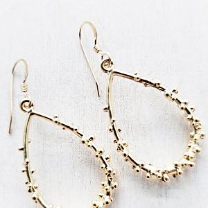 Gold Dotted Teardrop Earrings