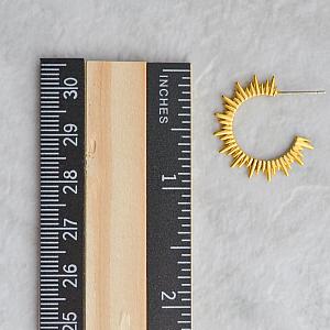 Gold Sunburst Hoop Stud Earrings