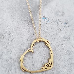 Gold Matte Floating Heart Necklace