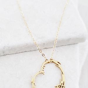 Gold Matte Floating Heart Necklace