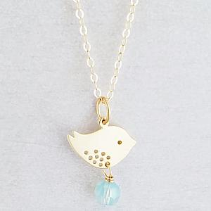 Gold Spotted Bird Pacific Opal Necklace
