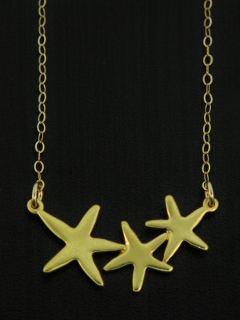 Gold Starfish Cluster Necklace