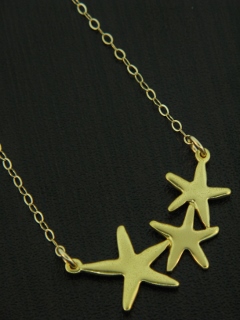 Gold Starfish Cluster Necklace