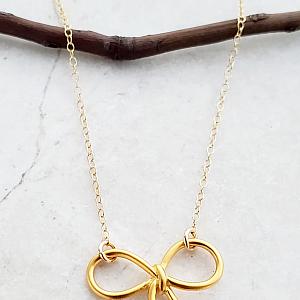 Gold Ribbon Bow Tie Necklace