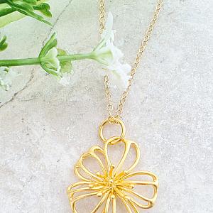 Matte Gold Exotic Flower Necklace