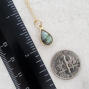 Gold Teardrop Labradorite Necklace