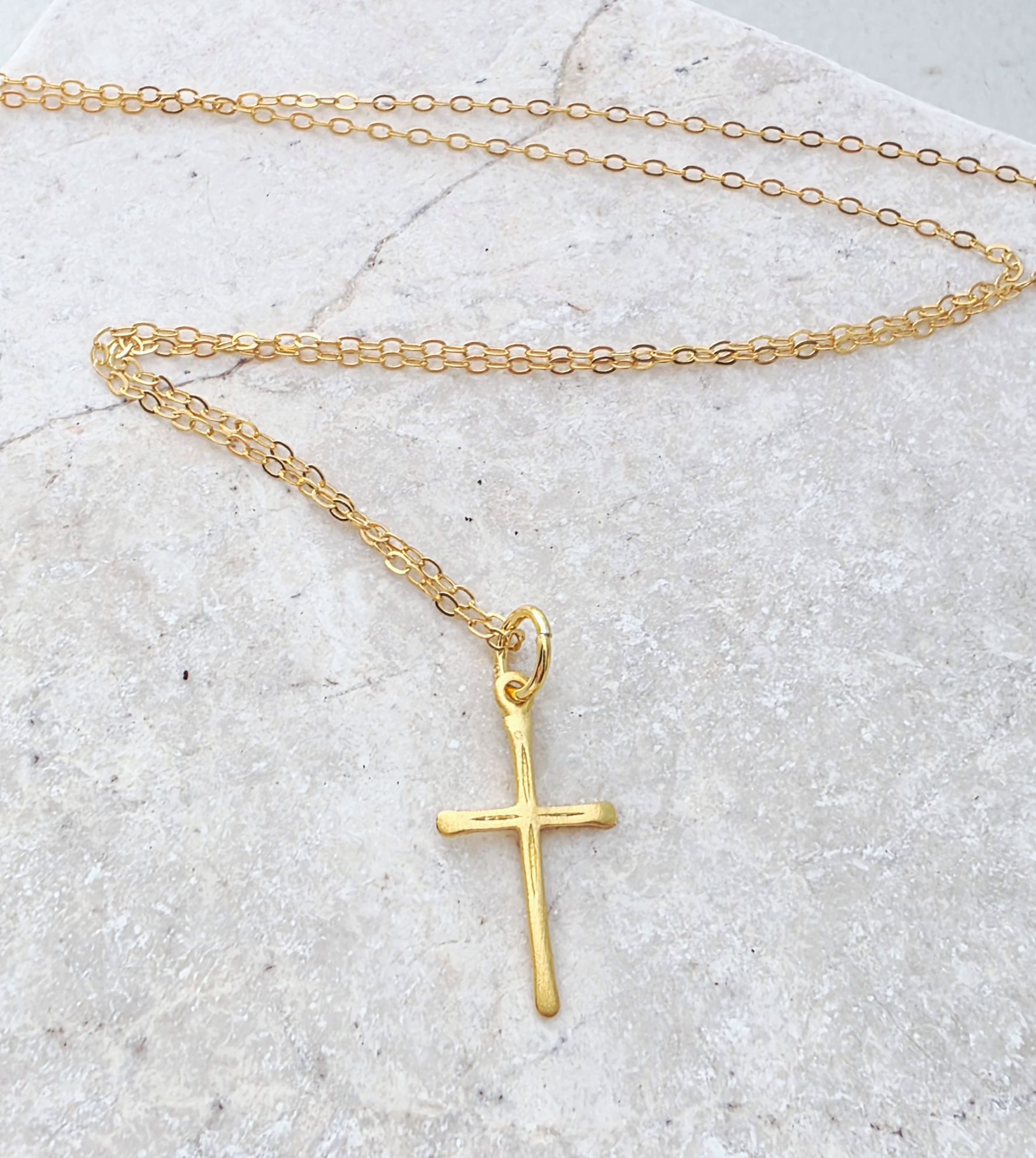 Gold over Sterling Silver Cross Necklace