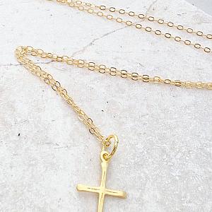 Gold over Sterling Silver Cross Necklace