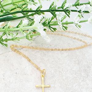 Gold over Sterling Silver Cross Necklace