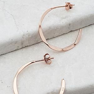 Rose Gold Hammered Hoops Earrings